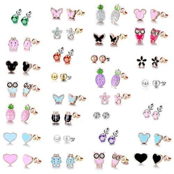 Hypoallergenic Black Butterfly Animal Earrings for teen Girls-